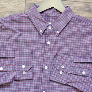 Mizzen Main Leeward Mens 2XL Trim Performance Button Front Gingham Dress Shirt